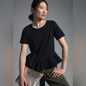 Maeve Anthropologie Ruffle-Hem Blouse Top